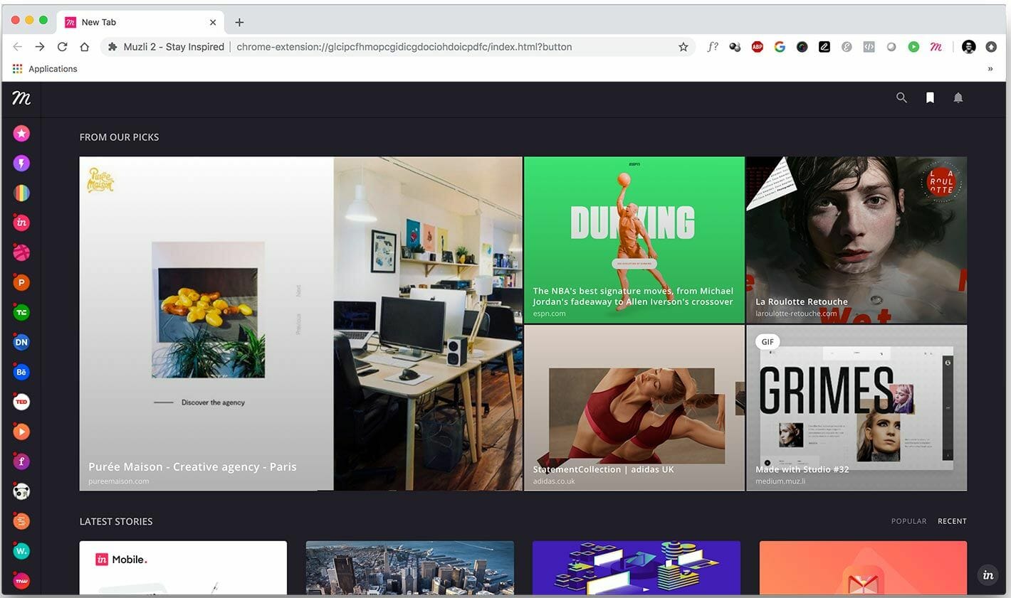 Purée Maison en page d'accueil de Muzli